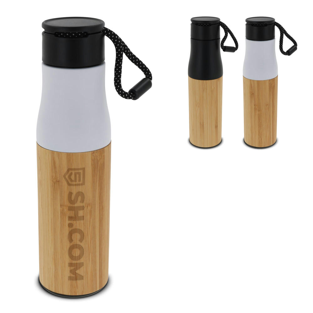 Product image Isolierflasche Bambus mit Trageschlaufe 500ml Werbeartikel