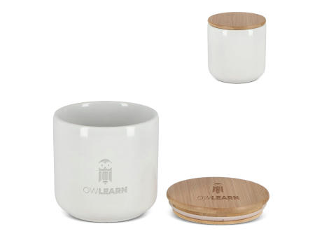 Vorratsdose aus Keramik &amp; Bambus 550 ml Werbeartikel