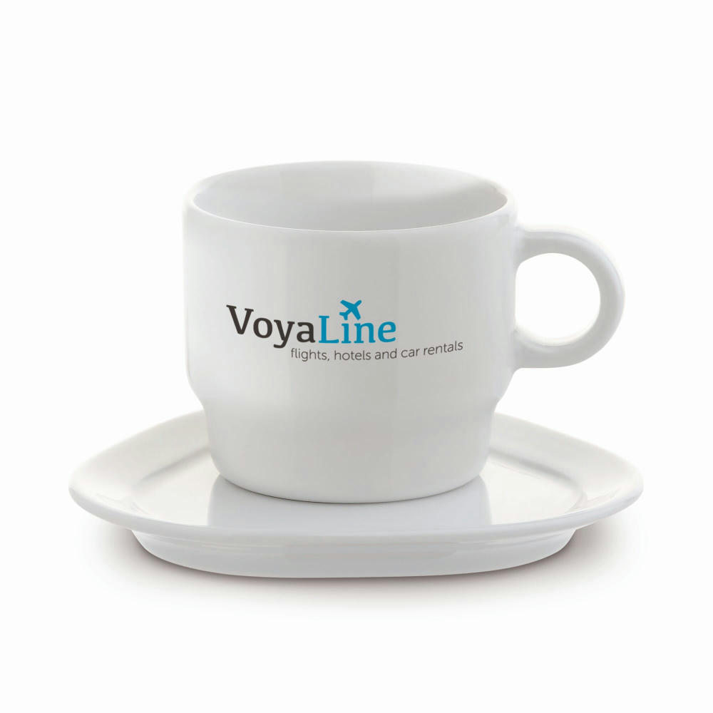 Product image Tasse Dreieck Teller Satellite 180ml Werbeartikel