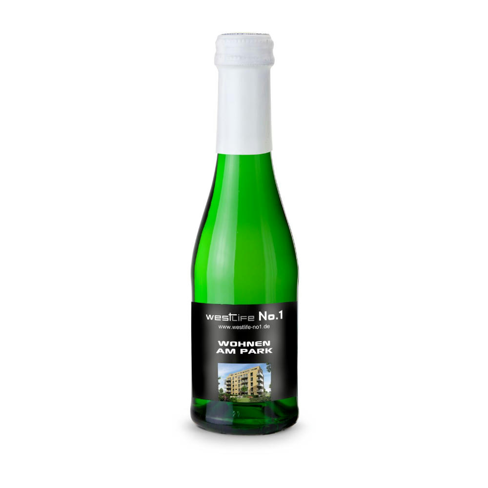 Sekt Cuvée Piccolo - Flasche grün - Kapselfarbe Gold, 0,2 l Werbeartikel