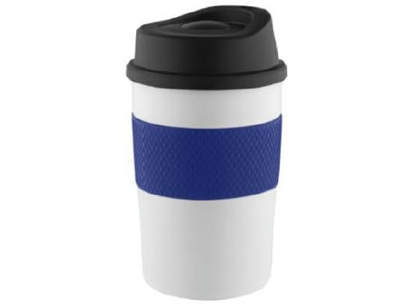 Product image Metmaxx® Thermobecher "CremaCoffeeHouse" weiß/Ring blau Werbeartikel