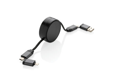 Terra aufrollbares 6-in-1 45W-Kabel aus RCS recyc. Aluminium Werbeartikel