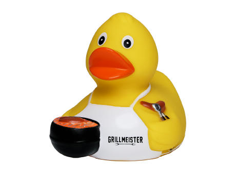 Quietsche-Ente Grillmeister mit Slogan Grillmeister Werbeartikel