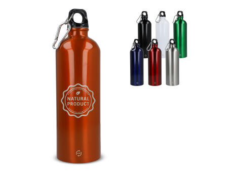 R-Edelstahl einwandige Flasche mit Karabiner 750ml Werbeartikel