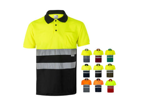 Product image VL CUPID. Zweifarbiges Poloshirt im Bird-Eye-Design (160g/m²) mit kurzen Ärmeln, aus Polyester (100%) Werbeartikel