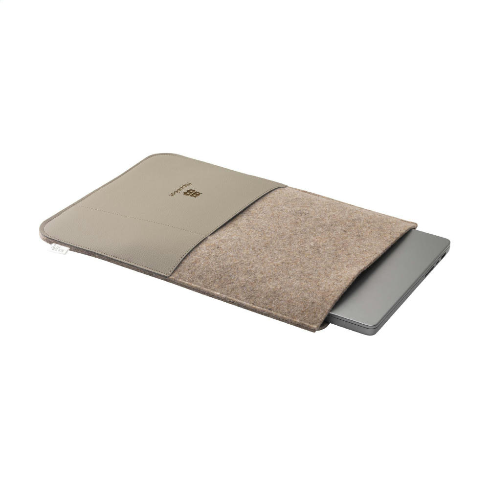 Recycled Felt & Apple Leather Laptop Sleeve 16" Werbeartikel