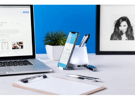 Stifteköcher mit USB-Hub Lumeo bedrucken