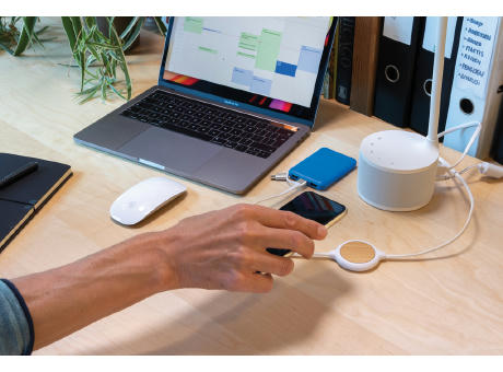 3-in-1 Kabel mit 5W Bambus Wireless Charger Werbeartikel