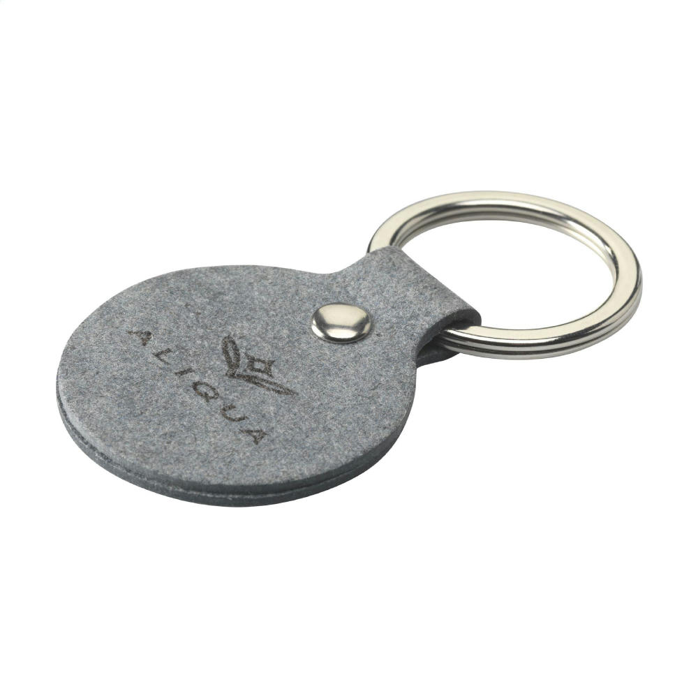Product image Recycled Denim Textile Keyring Round Schlüsselanhänger Werbeartikel
