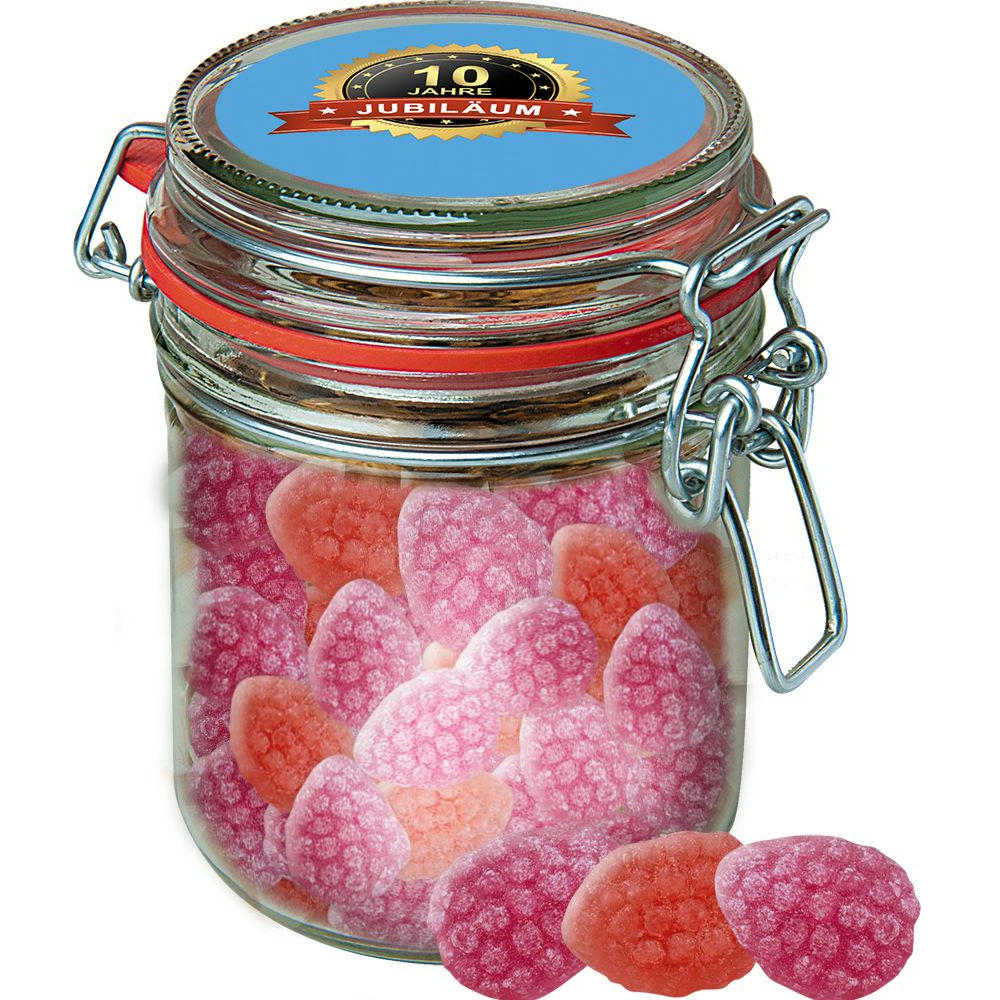 Erdbeer Chili Bonbons, ca. 200g, Bonbonglas Maxi Werbeartikel