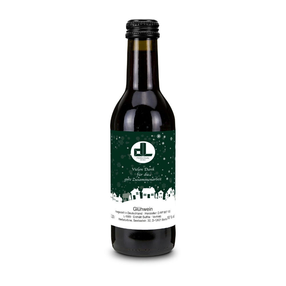 Product image Glühwein - Flasche olivgrün, Schraubverschluss schwarz, 0,25 l Werbeartikel