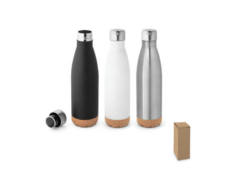SOLBERG. Thermoskanne aus Edelstahl und Korkboden, 560 ml Werbeartikel