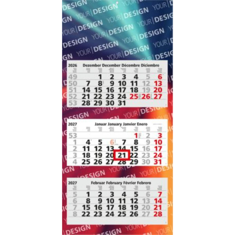 3-Monatskalender Mehrblock Maxi Light 3 EXPRESS Werbung auf Rückwand Werbeartikel