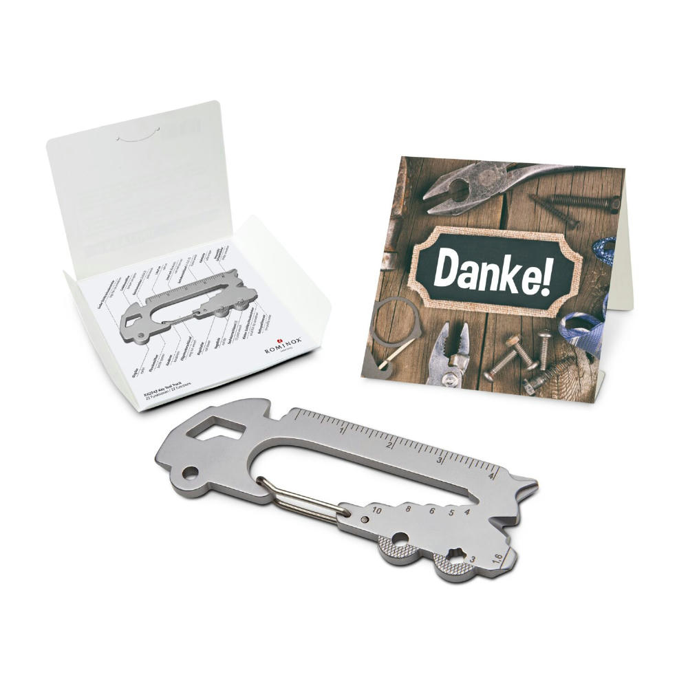 Geschenkartikel: ROMINOX® Key Tool Truck / LKW (22 Funktionen) im Motiv-Mäppchen Danke Werbeartikel