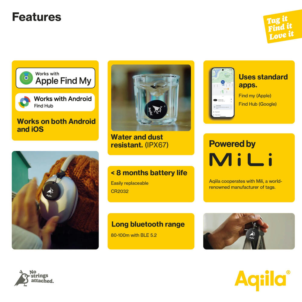 Aqiila Tagbird – Fahrradklingel mit wasserdichter Smartfinder Werbeartikel