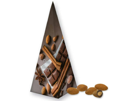 Product image Schokomandeln mit Zimt, ca. 30g, Präsent-Pyramide bedrucken