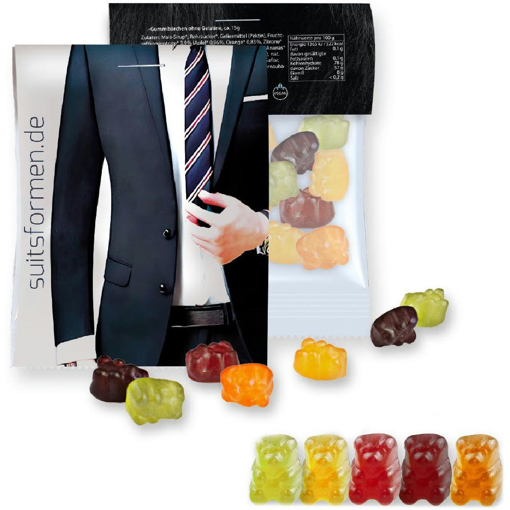 Product image Gummibärchen ohne Gelatine, ca. 15g, Express Midi-Tüte mit Werbereiter Werbeartikel