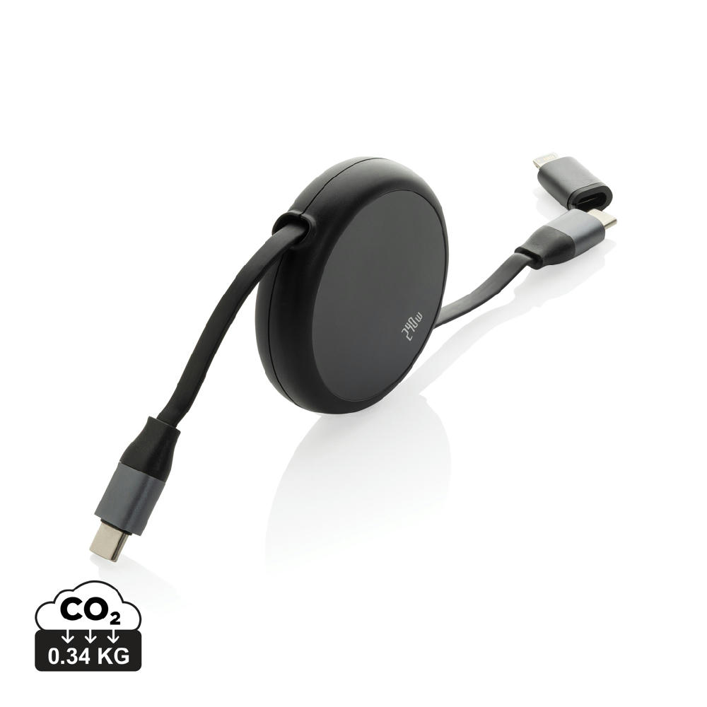 Terra ausziehbares 240W 2-in-1 Kabel aus RCS rec. Aluminium Werbeartikel
