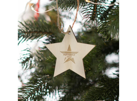 Sternförmiges Weihnachtsornament aus Holz  Werbeartikel