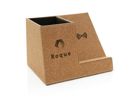 Kork Stiftehalter mit 5W Wireless Charger Werbeartikel