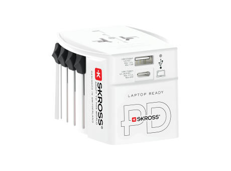 SKROSS World Travel Adapter MUV 65W PD mit USB-C-Kabel Werbeartikel