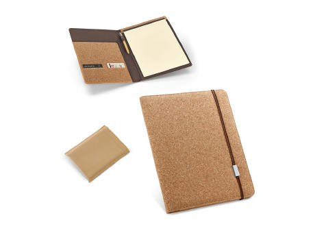 SERPA. A4-schreibmappe aus Kork mit Seiten unlinierten Schreibblock Werbeartikel