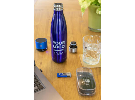 Doppelwandige Trinkflasche aus Edelstahl Lombok Werbeartikel