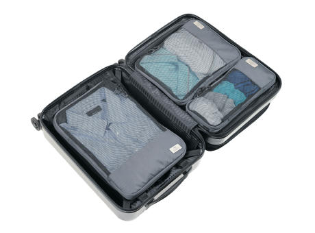 TROIKA Reise-Kompressionstaschen Set BLUE CYCLE PACKING CUBES bedrucken
