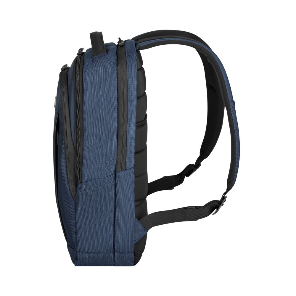 Victorinox Altmont Professional Compact Laptop Backpack Seitenansicht, ergonomischer Laptop Rucksack mit schlankem Profil und praktischen Seitentaschen, ideal als Werbeartikel mit Logo für Business und Mobilität.