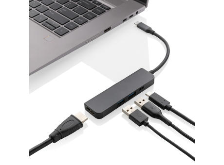 Terra Hub aus RCS recyceltem Aluminium mit HDMI-Input Werbeartikel