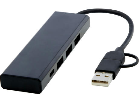 Rise USB 2.0 Hub aus recyceltem RCS Aluminium Werbeartikel