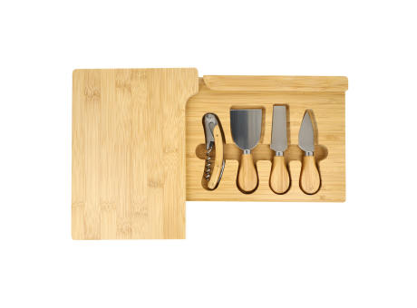 Product image 4er-Set für Käse und Wein aus Bambus Werbeartikel