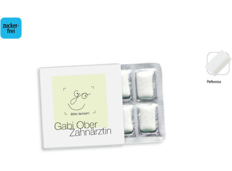 Product image Kaugummi zuckerfrei Blister 6er im Schuber, 6 Stück im Blister, Inhalt: Kaugummi Blister (6er) Werbeartikel