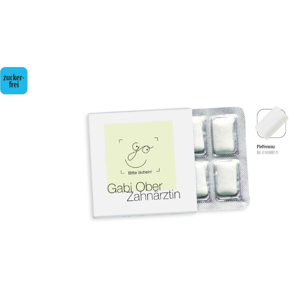 Product image Kaugummi zuckerfrei Blister 6er im Schuber, 6 Stück im Blister, Inhalt: Kaugummi Blister (6er) Werbeartikel