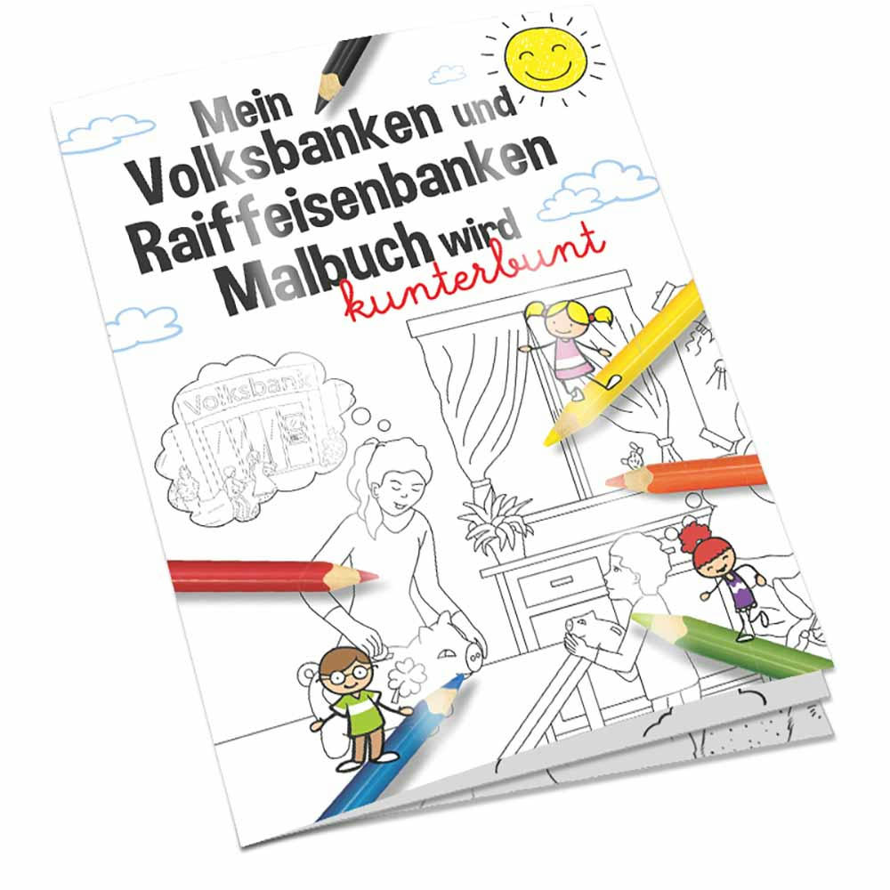 Malbuch / Mal-Set A6 - Volksbanken&Raiffeisenbanken - Malbuch neutral Werbeartikel