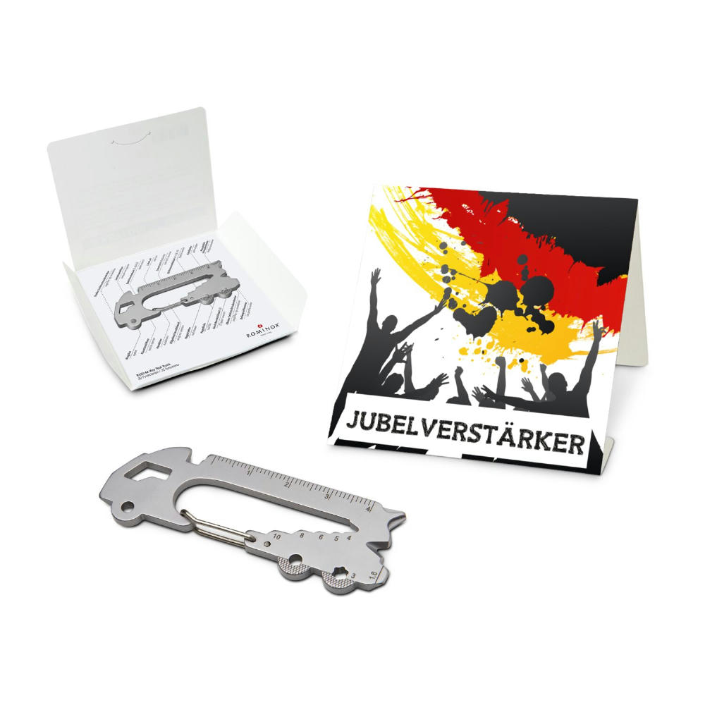 Geschenkartikel: ROMINOX® Key Tool Truck / LKW (22 Funktionen) im Motiv-Mäppchen Deutschland Fan Jubelverstärker Werbeartikel