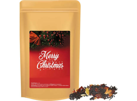 Weihnachts Schwarztee, ca. 55g, Standbeutel Midi Werbeartikel