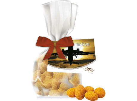 Product image Erdnüsse Paprika, ca. 25g, Express Flachbeutel mit Schleife mit Werbekarte Werbeartikel