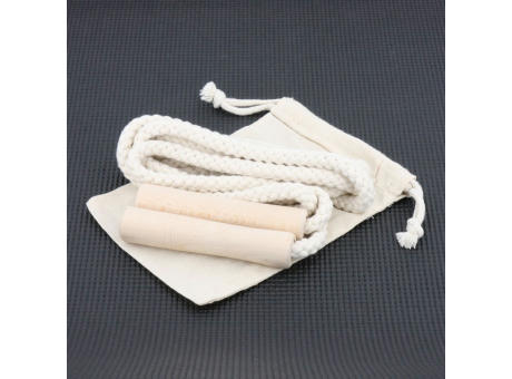 Springseil mit Griffen - Baumwolle natur Werbeartikel