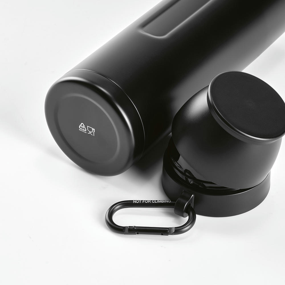 Flinders Thermos recy.Edelstahl, 1080 ml. Mit 2 Bechern und Karabiner Werbeartikel