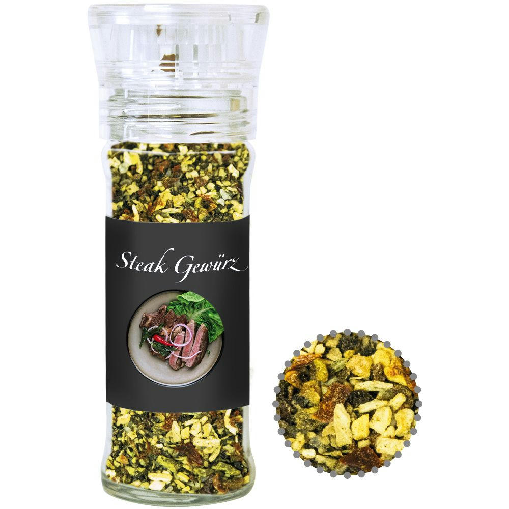 Product image Gewürzmischung Steakgewürz, ca. 55g, transparente Gewürzmühle Werbeartikel