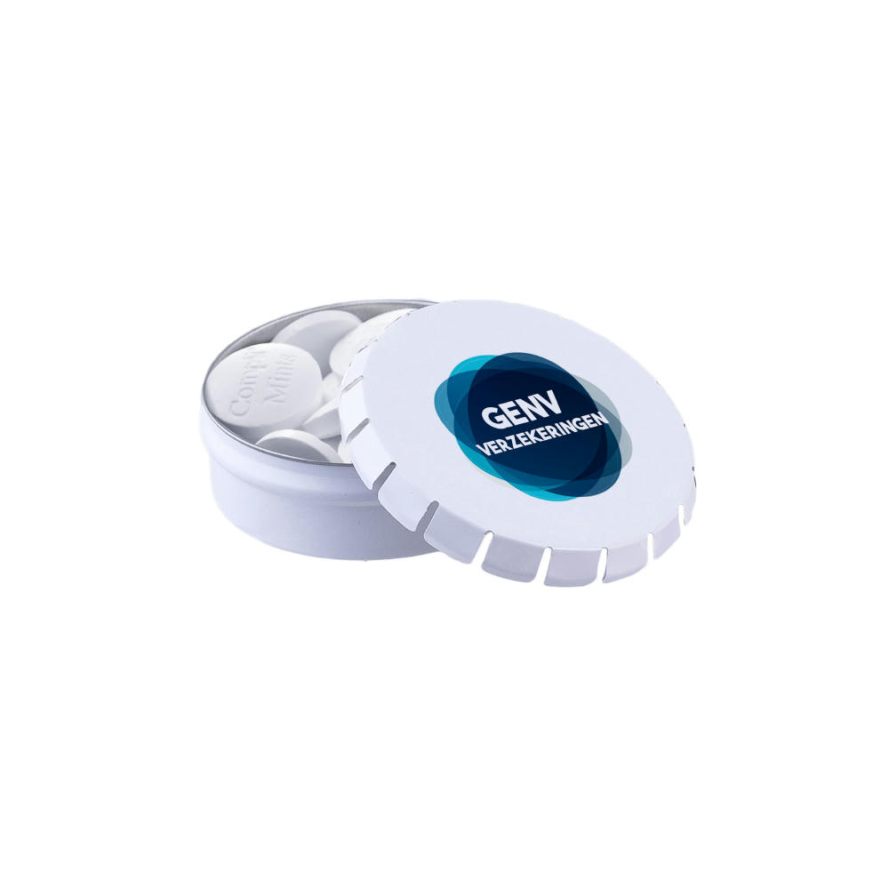 Product image Mini clic-clac Dose mit Pfefferminzform Werbeartikel