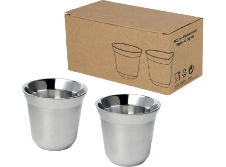 Duo 80 ml RCS-zertifiziertes Espressotassen Set aus Edelstahl  bedrucken