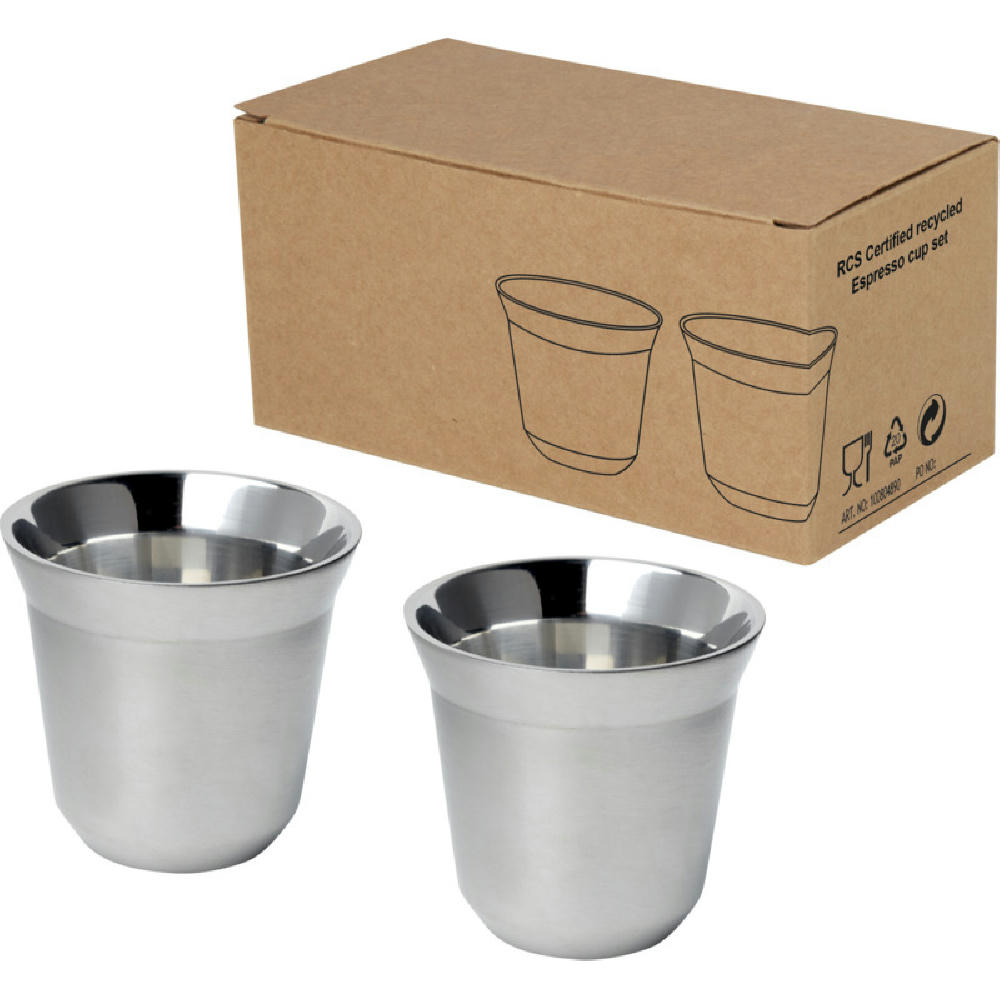 Product image Duo 80 ml RCS-zertifiziertes Espressotassen Set aus Edelstahl Werbeartikel