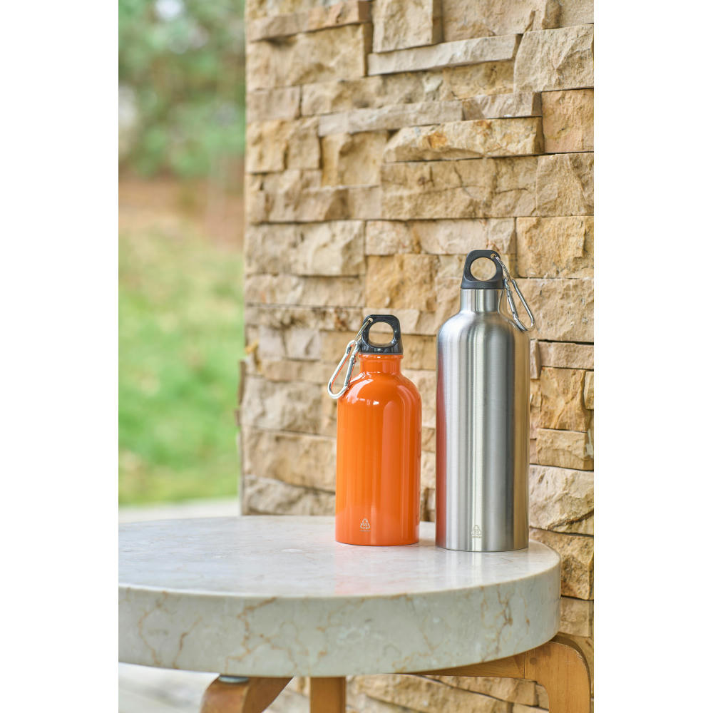 Einwandige Flasche aus recyceltem Edelstahl (400 ml) Sable Werbeartikel