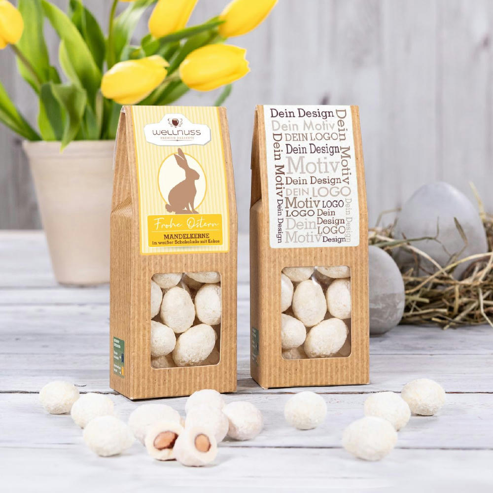 Product image Oster Edition - Kokosmandeln in weißer Schokolade in der Faltschachtel Werbeartikel