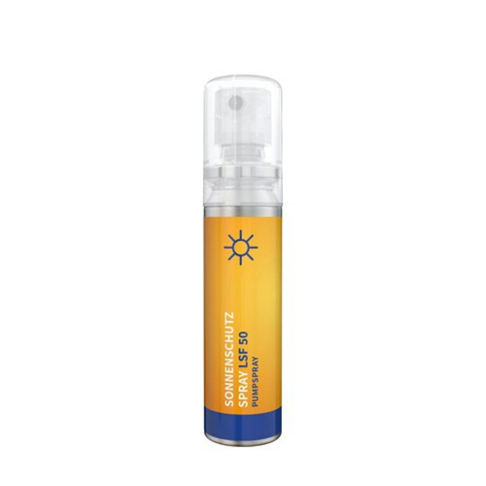 20 ml Pocket Spray - Sonnenschutzspray LSF 50 - Body Label Werbeartikel