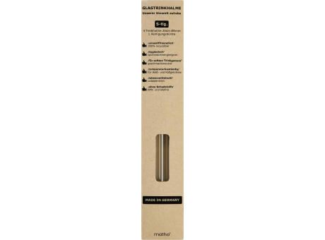 Strohhalm-Set aus 4 Glas-Trinkhalmen mit Reinigungsbürste Werbeartikel