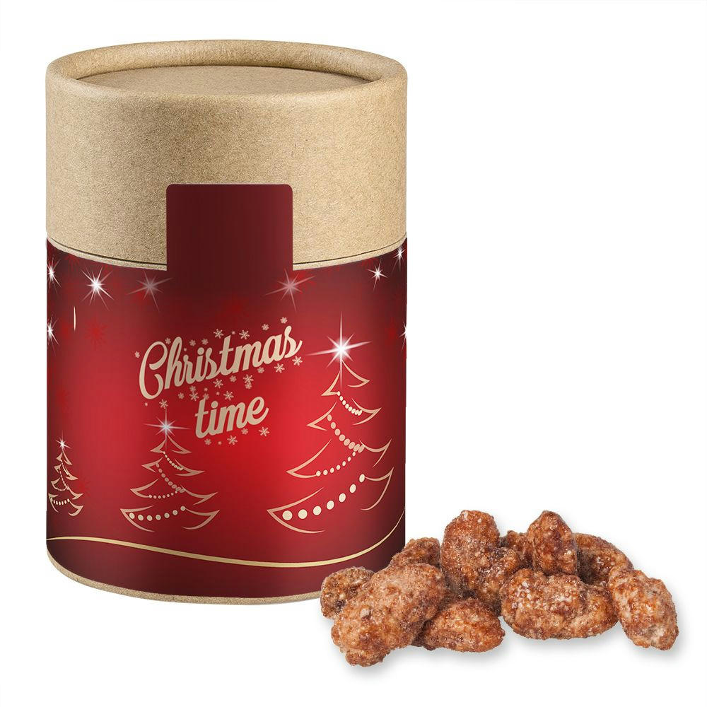 Product image Feuergebrannte Mandeln, ca. 80g, Kraftpapierdose Midi Werbeartikel