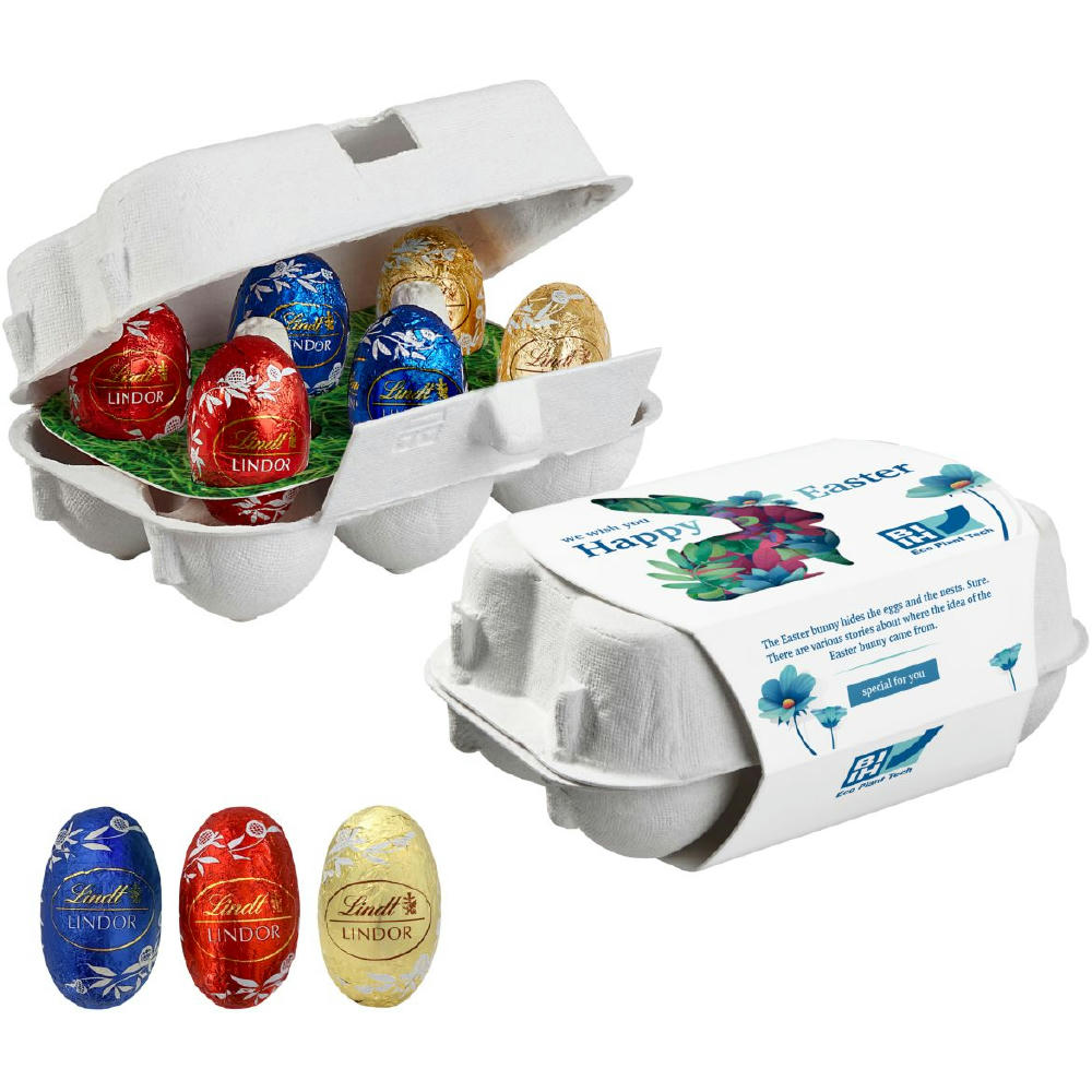 Product image 6er Ostereier-Karton mit Lindt Lindor Mini-Eiern Werbeartikel